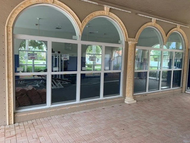 White arched windows