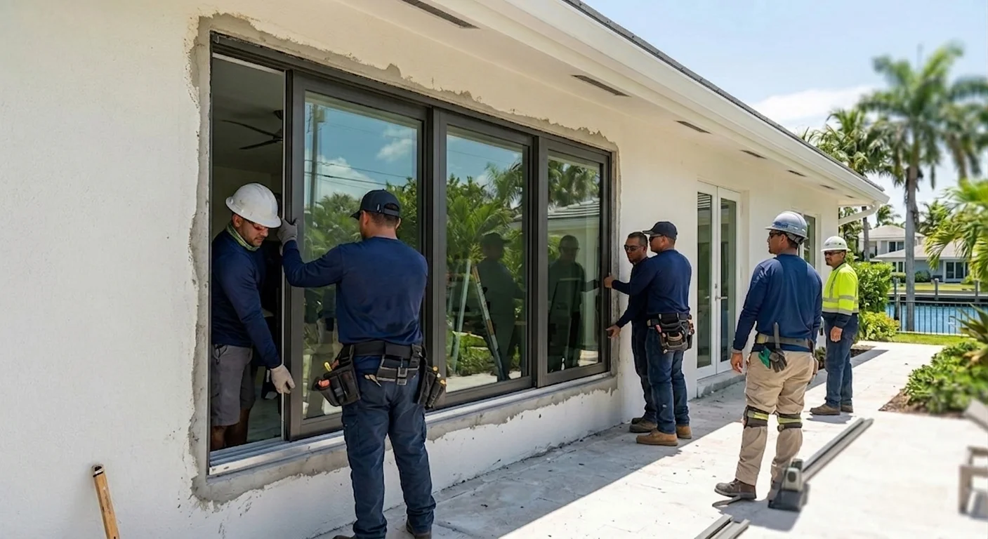 Aluminum impact windows installation crew